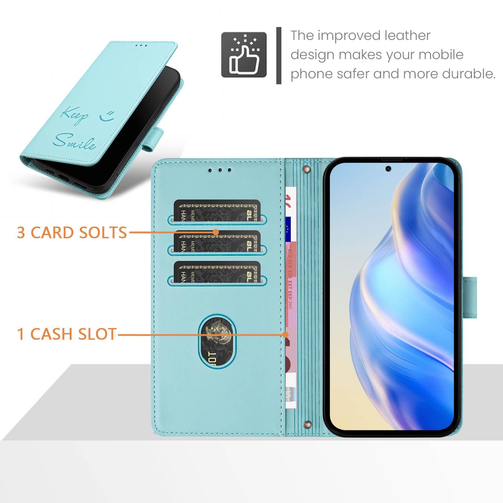For Samsung Galaxy A16 5G/A16 4G Case Smile Imprinted RFID Blocking Leather Phone Cover with Strap Mint Green
For Samsung Galaxy A16 5G/A16 4G Case Smile Imprinted RFID Blocking Leather Phone Cover with Strap Mint Green