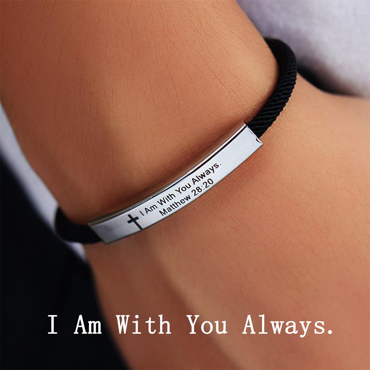 Vintage Stainless Steel Cross Bible Letters Bracelets For Women Men Handmade Black Rope Chain Pray Lucky Bracelet Jewelry Gifts
Vintage Stainless Steel Cross Bible Letters Bracelets For Women Men Handmade Black Rope Chain Pray Lucky Bracelet Jewelry Gifts