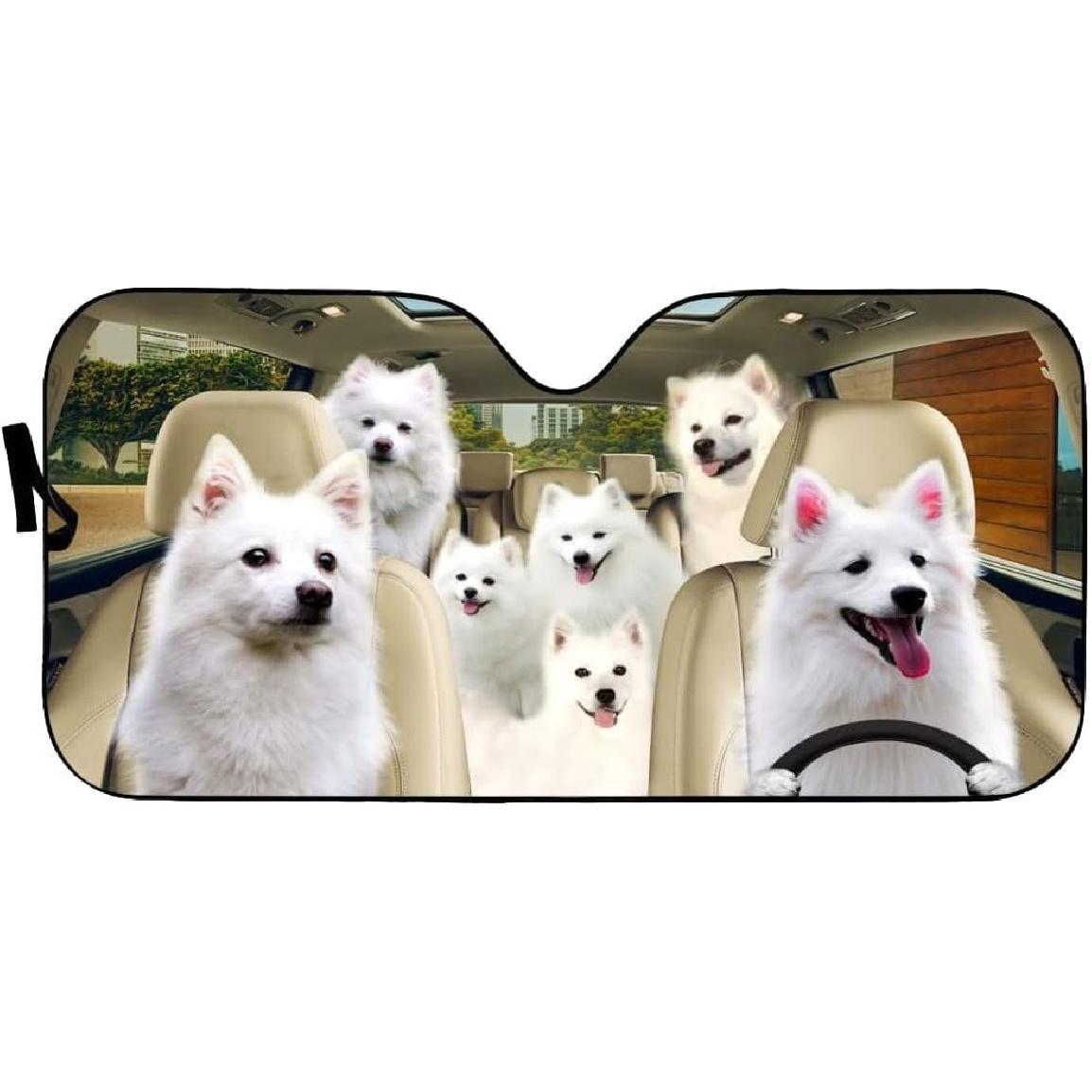 Windshield Sun Shade American Eskimo Car Window Sun Shade Interior Decoration Keep Your Car Cool for Most Sedans SUV Truck Automotive 55x30in 51 x 28
Windshield Sun Shade American Eskimo Car Window Sun Shade Interior Decoration Keep Your Car Cool for Most Sedans SUV Truck Automotive 55x30in 51 x 28