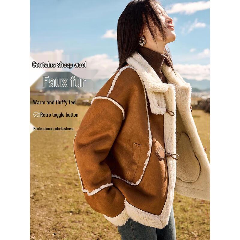 Women s Faux Shearling Toggle Coat with Fur Collar S
Women s Faux Shearling Toggle Coat with Fur Collar S