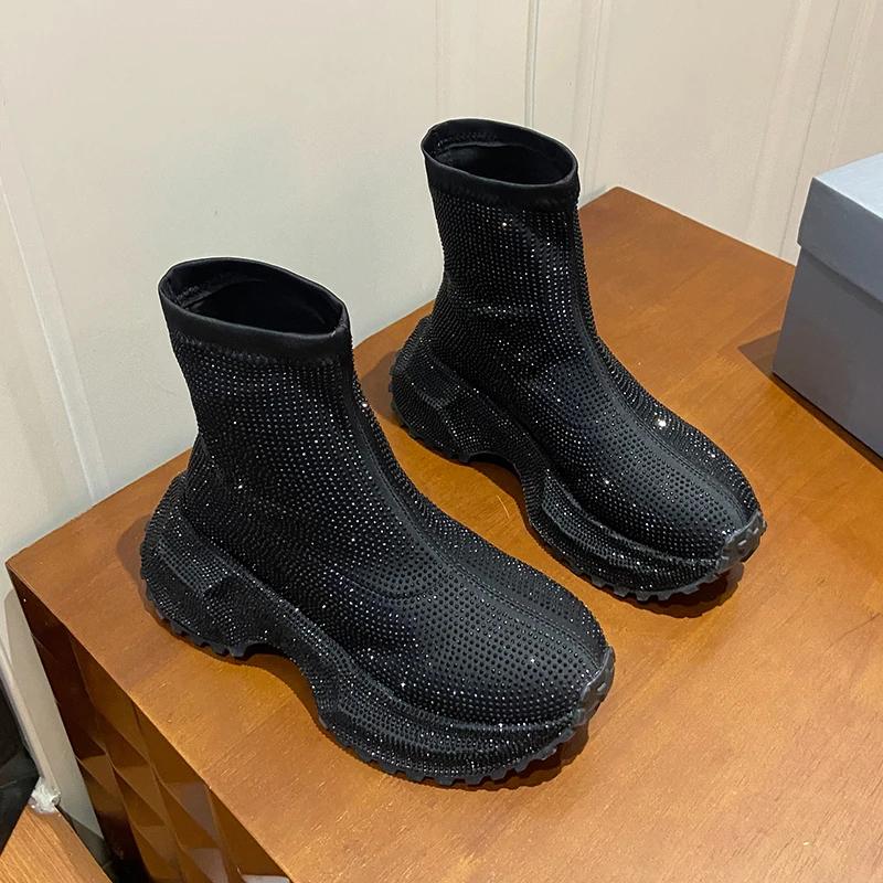 Rhinestone Red Ankle Boots for Women | Fashion Chunky Platform Sock Boots | Sparkly Party Nightclub Footwear 35
Rhinestone Red Ankle Boots for Women | Fashion Chunky Platform Sock Boots | Sparkly Party Nightclub Footwear 35