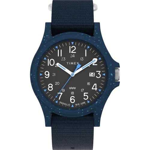 TIMEX Reclaim Ocean 40mm Watch, Black Dial, Recycled Plastic, Mineral Glass, Quartz Movement, Water Resistant to 3 ATM, Navy Blue, TW2V81800
TIMEX Reclaim Ocean 40mm Watch, Black Dial, Recycled Plastic, Mineral Glass, Quartz Movement, Water Resistant to 3 ATM, Navy Blue, TW2V81800
