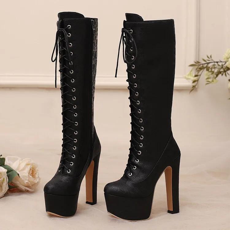 Fashion New Printed Cross Strap Black White Knee High Boots European American Women s Waterproof Platform 15cm High-heeled Long Boots 47 34
Fashion New Printed Cross Strap Black White Knee High Boots European American Women s Waterproof Platform 15cm High-heeled Long Boots 47 34