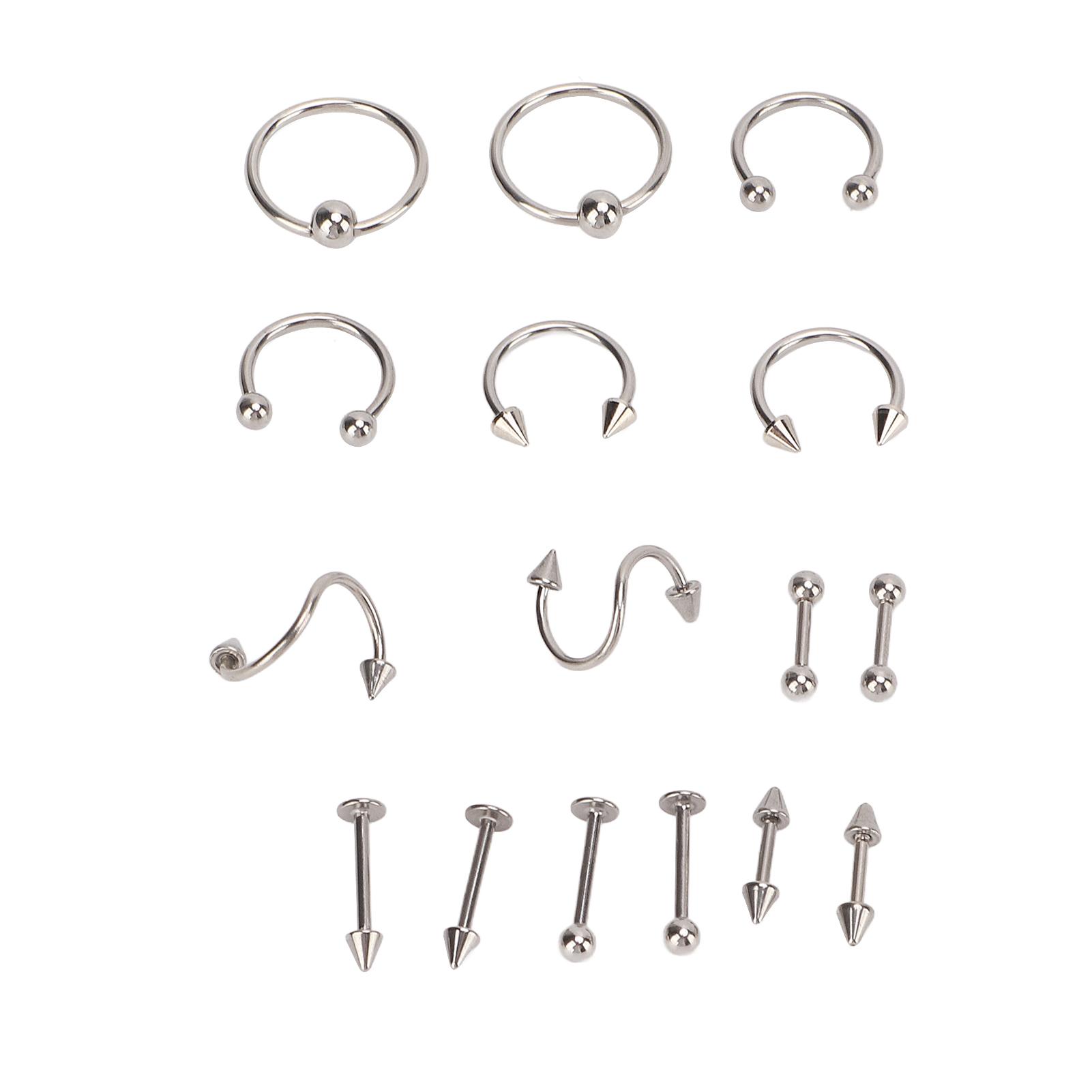 Набір пірсингів для носа з нержавіючої сталі, вишукані різних форм, безпечні, з гладкими полірованими поверхнями для носа срібний
Набір пірсингів для носа з нержавіючої сталі, вишукані різних форм, безпечні, з гладкими полірованими поверхнями для носа срібний