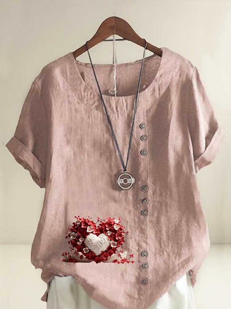 Women s Fashion Heart Shaped Flowers Print Round Neck Short Sleeve T-shirt Summer Casual Cotton Linen Graphic Shirt Leisure Loose Blouse Tops S розовый
Women s Fashion Heart Shaped Flowers Print Round Neck Short Sleeve T-shirt Summer Casual Cotton Linen Graphic Shirt Leisure Loose Blouse Tops S розовый