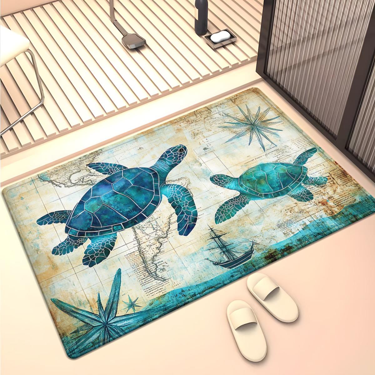 Sea Turtle Nautical Map Rug Crystal Velvet Carpet Ocean Theme Living Room Decor Vintage Sailboat Starfish Floor Mat Beach House 60x90cm
Sea Turtle Nautical Map Rug Crystal Velvet Carpet Ocean Theme Living Room Decor Vintage Sailboat Starfish Floor Mat Beach House 60x90cm