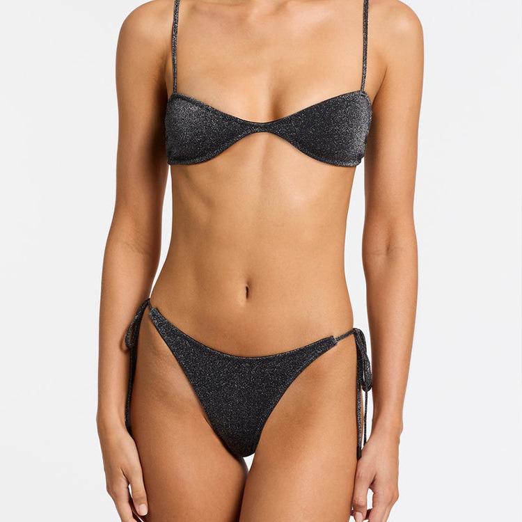 Black Sequin Bikini with Chest Pads: European & American Style, Sleeveless, Split, Backless Swimsuit Large
Black Sequin Bikini with Chest Pads: European & American Style, Sleeveless, Split, Backless Swimsuit Large