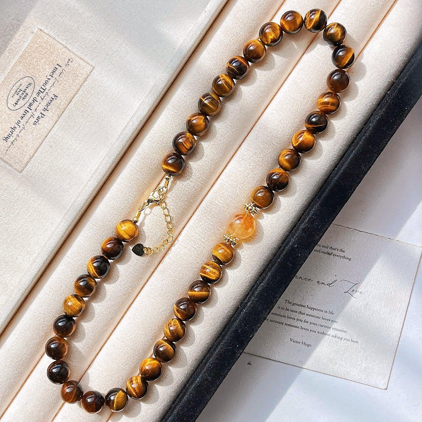 Vintage Boutique Natural Tiger S Eye Stone Citrine Design Sense Sweater Chain Necklace Collarbone Chain Women
Vintage Boutique Natural Tiger S Eye Stone Citrine Design Sense Sweater Chain Necklace Collarbone Chain Women