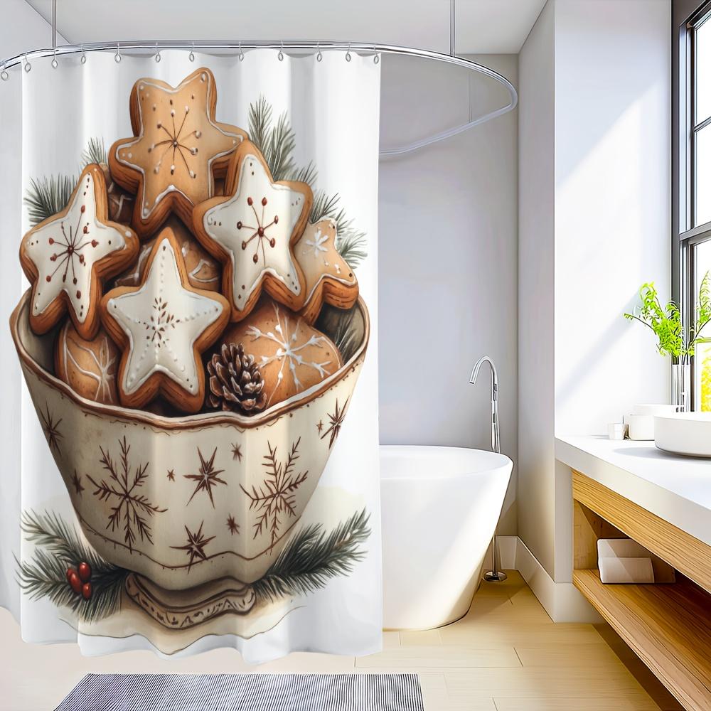 Christmas Cookie Shower Curtain Festive Star Design, Waterproof Fabric For Bathroom Decor Perfect Holiday Gift For Winter Season W60H190(CM)-1 Pcs
Christmas Cookie Shower Curtain Festive Star Design, Waterproof Fabric For Bathroom Decor Perfect Holiday Gift For Winter Season W60H190(CM)-1 Pcs