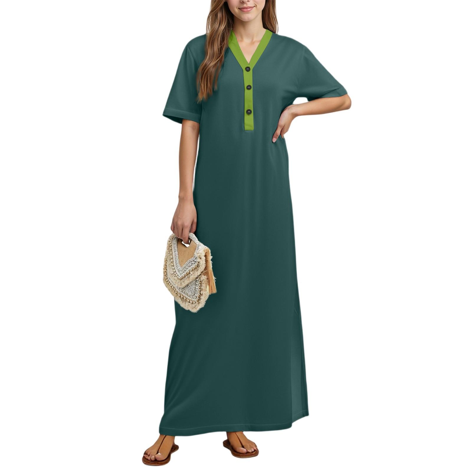 Женская ночная рубашка Домашняя одежда Ночная рубашка с коротким рукавом и карманами Длинное платье XL темно-зеленого
Женская ночная рубашка Домашняя одежда Ночная рубашка с коротким рукавом и карманами Длинное платье XL темно-зеленого