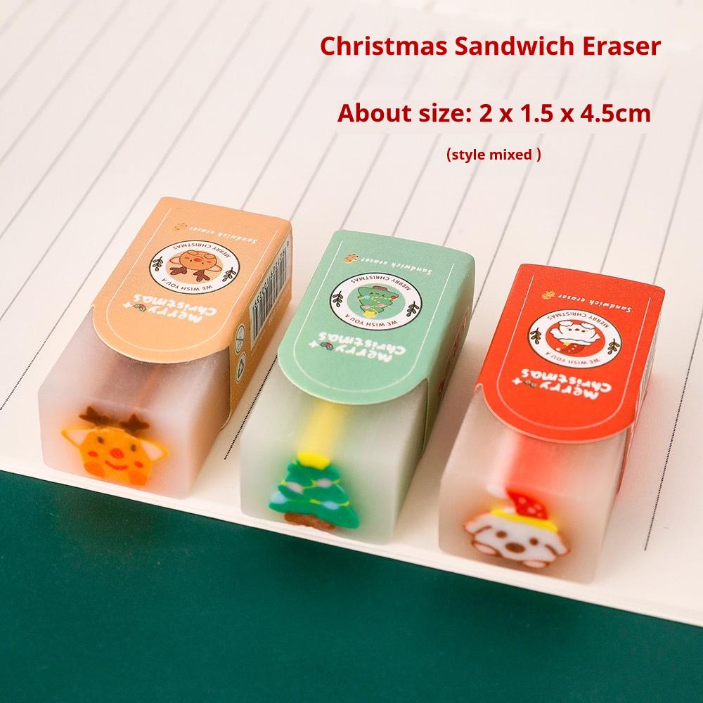 3Pcs/Lot Cute Christmas Sanwich Erasers Wipe Clean Kawaii Cartoon Chritmas Tree Elk Cutting Rubber Pencil Eraser Kids Stationery
3Pcs/Lot Cute Christmas Sanwich Erasers Wipe Clean Kawaii Cartoon Chritmas Tree Elk Cutting Rubber Pencil Eraser Kids Stationery