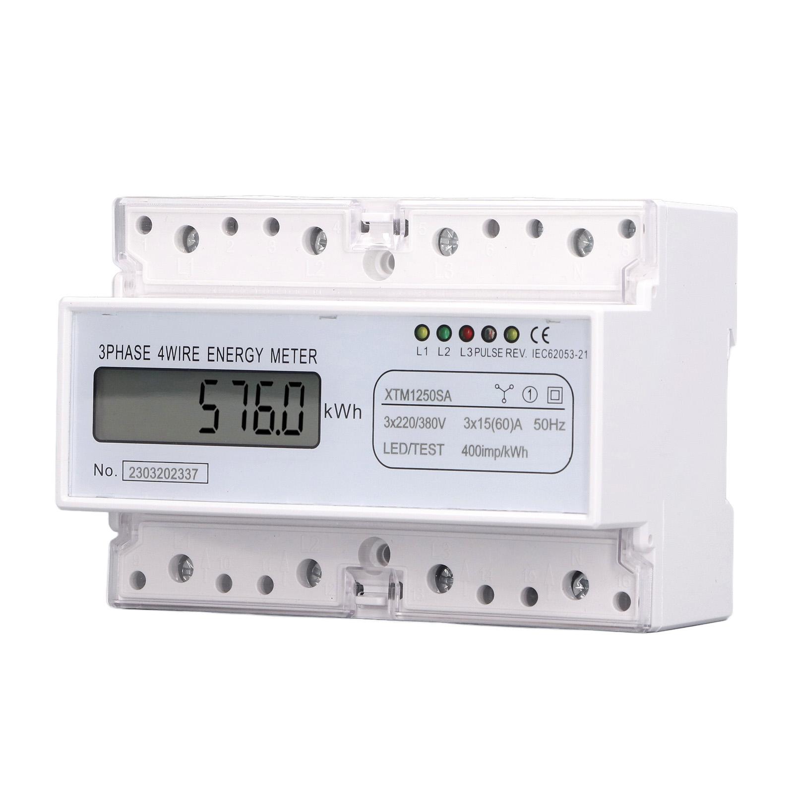 Energy Meter 3 Phase 4 Wire 7P Digital LCD Kwh Wattmeter Power Consumption 35mm DIN Rail Mount
Energy Meter 3 Phase 4 Wire 7P Digital LCD Kwh Wattmeter Power Consumption 35mm DIN Rail Mount