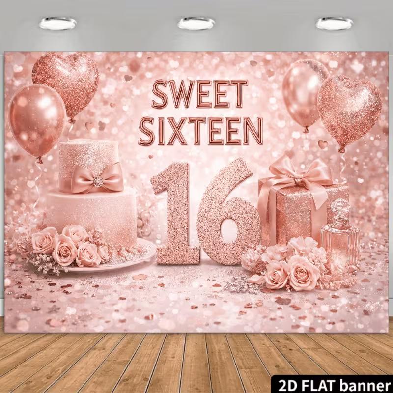 2D Girls Sweet Sixteen Backdrop, Rose Gold Glitter & Cake Photography Banner 47.2x31.5inch/120*80cm
2D Girls Sweet Sixteen Backdrop, Rose Gold Glitter & Cake Photography Banner 47.2x31.5inch/120*80cm