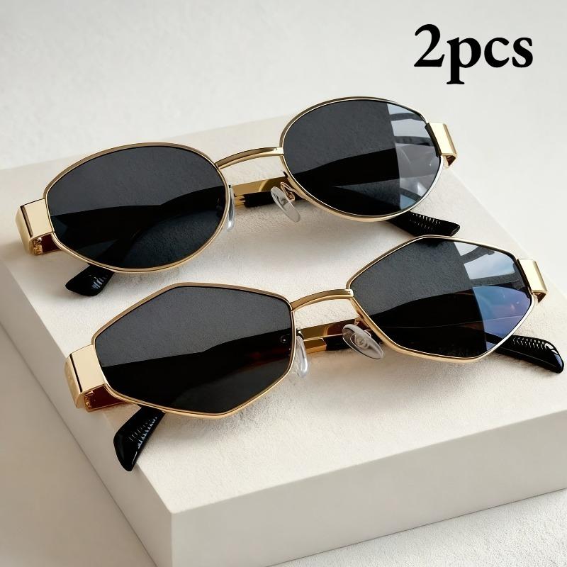 2pcs Vintage Oval Metal Frame Glasses Unisex INS Style, Ideal for Daily, Beach & Street Shooting
2pcs Vintage Oval Metal Frame Glasses Unisex INS Style, Ideal for Daily, Beach & Street Shooting
