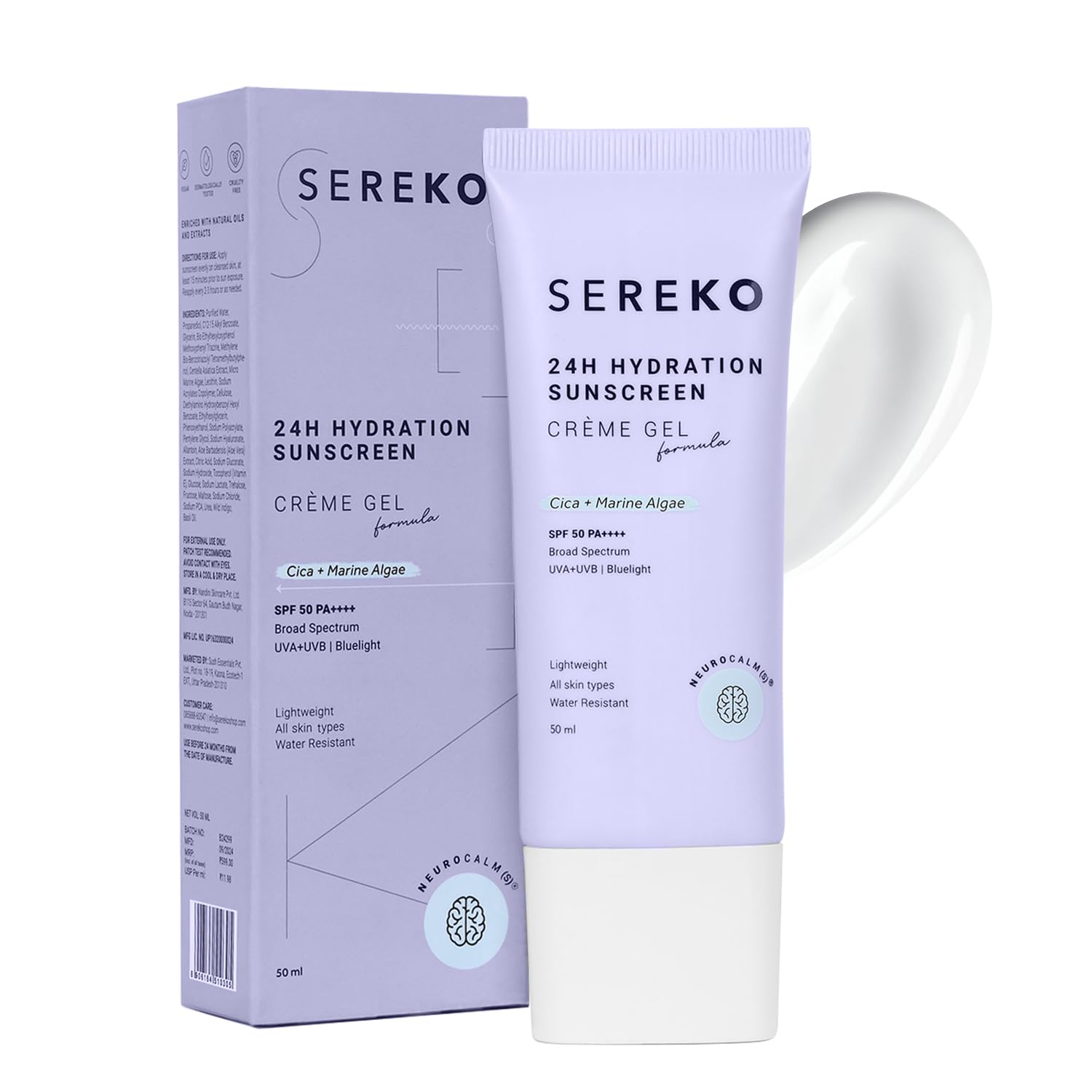 SEREKO Sunscreen SPF 50 PA++++ Crème Gel | Zero White Cast, Blue Light + UVA/UVB Protection | Quick Absorbing, Non-Greasy, 24H Hydration | For Me
SEREKO Sunscreen SPF 50 PA++++ Crème Gel | Zero White Cast, Blue Light + UVA/UVB Protection | Quick Absorbing, Non-Greasy, 24H Hydration | For Me