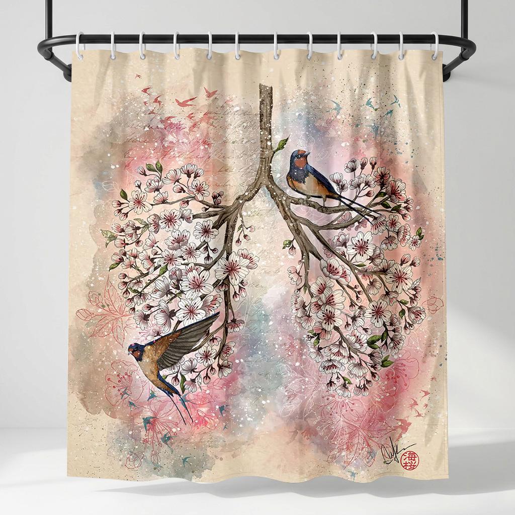 Floral Lung Art Shower Curtain - Creative Watercolor Bird Tree Design - Indoor Home Bathroom Decor Artistic Bath Curtain W60H190(CM)-1 Pcs
Floral Lung Art Shower Curtain - Creative Watercolor Bird Tree Design - Indoor Home Bathroom Decor Artistic Bath Curtain W60H190(CM)-1 Pcs