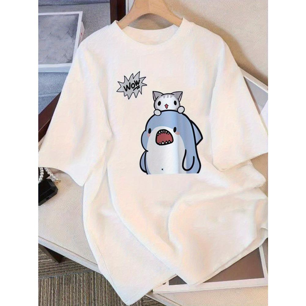 Women s Cute Cartoon Cat Shark Graphic with Playful WOW! Text Breathable Round Neck Short Sleeve Casual 3XL
Women s Cute Cartoon Cat Shark Graphic with Playful WOW! Text Breathable Round Neck Short Sleeve Casual 3XL