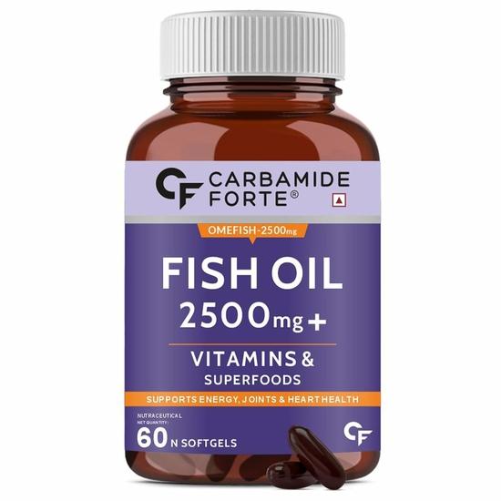 Carbamide Forte Fish Oil 2500mg- 60 Capsules| (Omega 3 1500mg; 900 mg EPA and 600mg DHA Per Serving) Capsule For Men & Women 480 grams
Carbamide Forte Fish Oil 2500mg- 60 Capsules| (Omega 3 1500mg; 900 mg EPA and 600mg DHA Per Serving) Capsule For Men & Women 480 grams