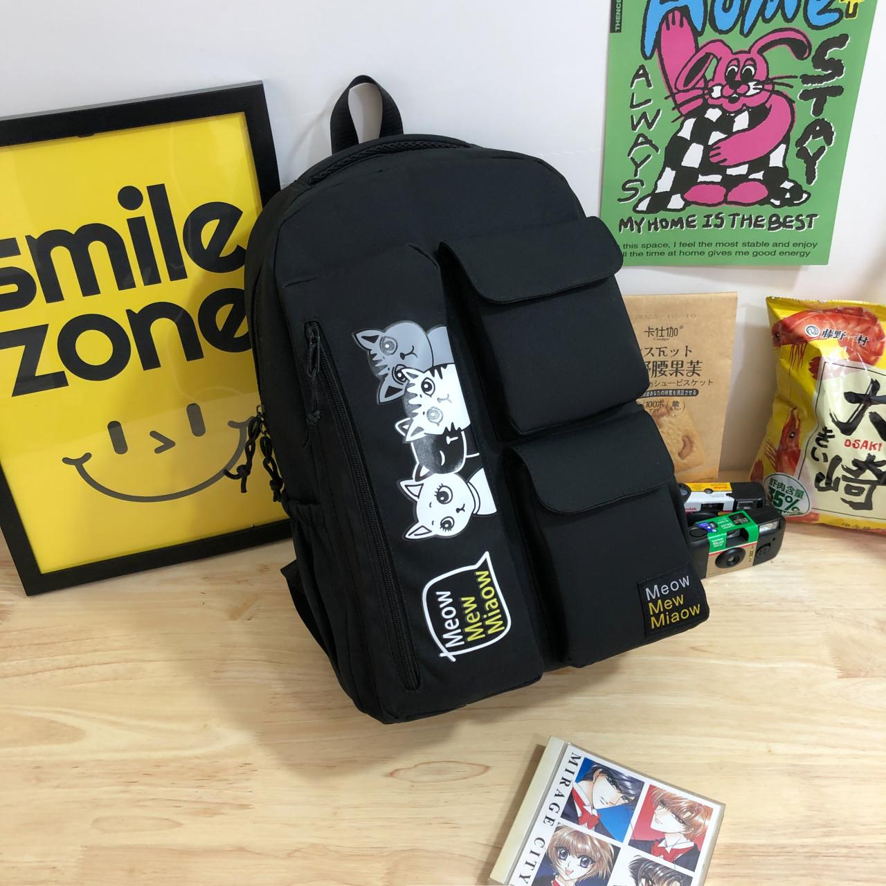 Школьная сумка, женский рюкзак для старших классов, рюкзак для учащихся средней школы чёрный