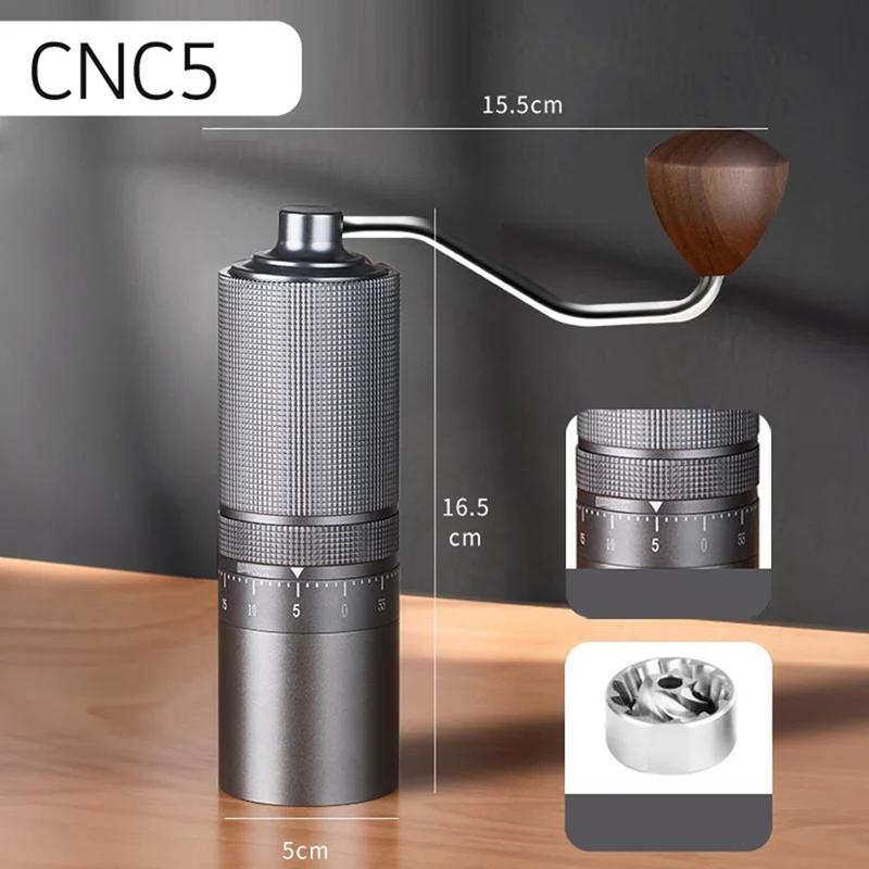TAIGH-Портативная кофемолка ручная мельница для помола с двойной подшипниковой фиксацией серый