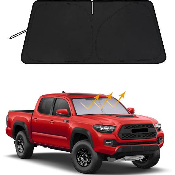 Windshield Sun Shade for Toyota Tacoma 2016-2023, Custom Fit Foldable Front Window Sunshade Sun Visor Protector, Block UV Rays Keep Your Car Cooler Black&Silver-Fits 2016-20
Windshield Sun Shade for Toyota Tacoma 2016-2023, Custom Fit Foldable Front Window Sunshade Sun Visor Protector, Block UV Rays Keep Your Car Cooler Black&Silver-Fits 2016-20