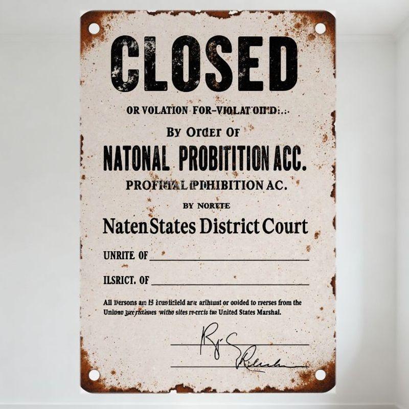 Vintage Prohibition Era Closed Sign Distressed Metal Tin Sign with Typos, Rust Wear, Cream Background Black Text for Bar Pub Hom 20x30cm(7.8x11.8inch)
Vintage Prohibition Era Closed Sign Distressed Metal Tin Sign with Typos, Rust Wear, Cream Background Black Text for Bar Pub Hom 20x30cm(7.8x11.8inch)