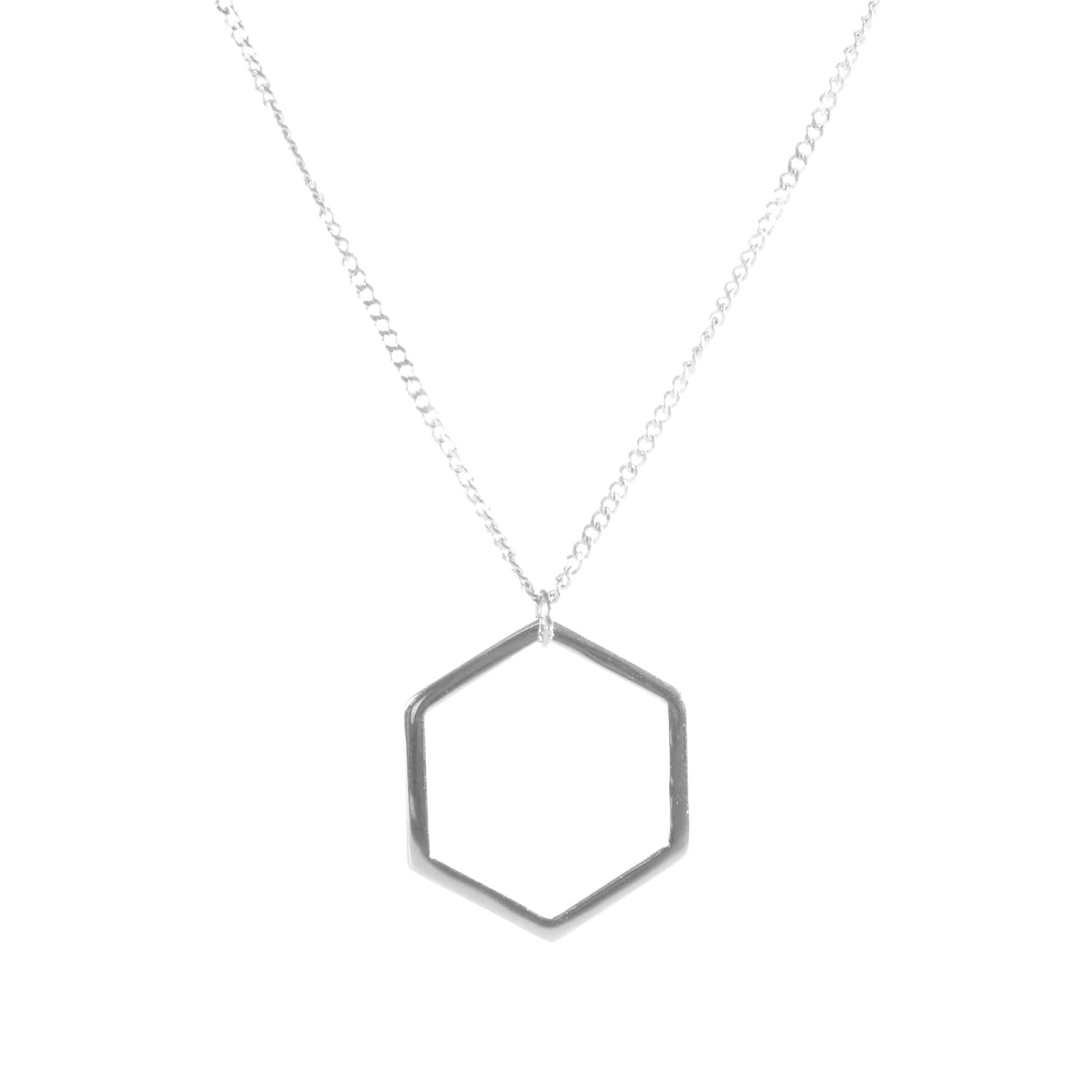 Genuine 925 Sterling Silver Hexagon Open Charm Necklace Pendant for Men and Women. Simple, thin, small chain set with drawstring pouch. Casual, cute,
Genuine 925 Sterling Silver Hexagon Open Charm Necklace Pendant for Men and Women. Simple, thin, small chain set with drawstring pouch. Casual, cute,