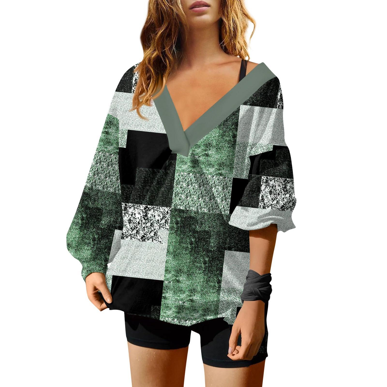 Женская мода V-образный вырез длинный рукав принтованный свободный пуловер свитшот топ S
Женская мода V-образный вырез длинный рукав принтованный свободный пуловер свитшот топ S