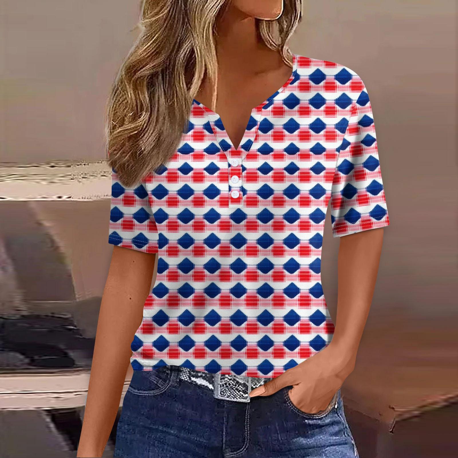 Жіноча футболка з принтом до Дня Незалежності, на ґудзиках, з коротким рукавом, повсякденна, для вихідних, модна, базова, з V-подібним вирізом, звичайна M рожевий
Жіноча футболка з принтом до Дня Незалежності, на ґудзиках, з коротким рукавом, повсякденна, для вихідних, модна, базова, з V-подібним вирізом, звичайна M рожевий