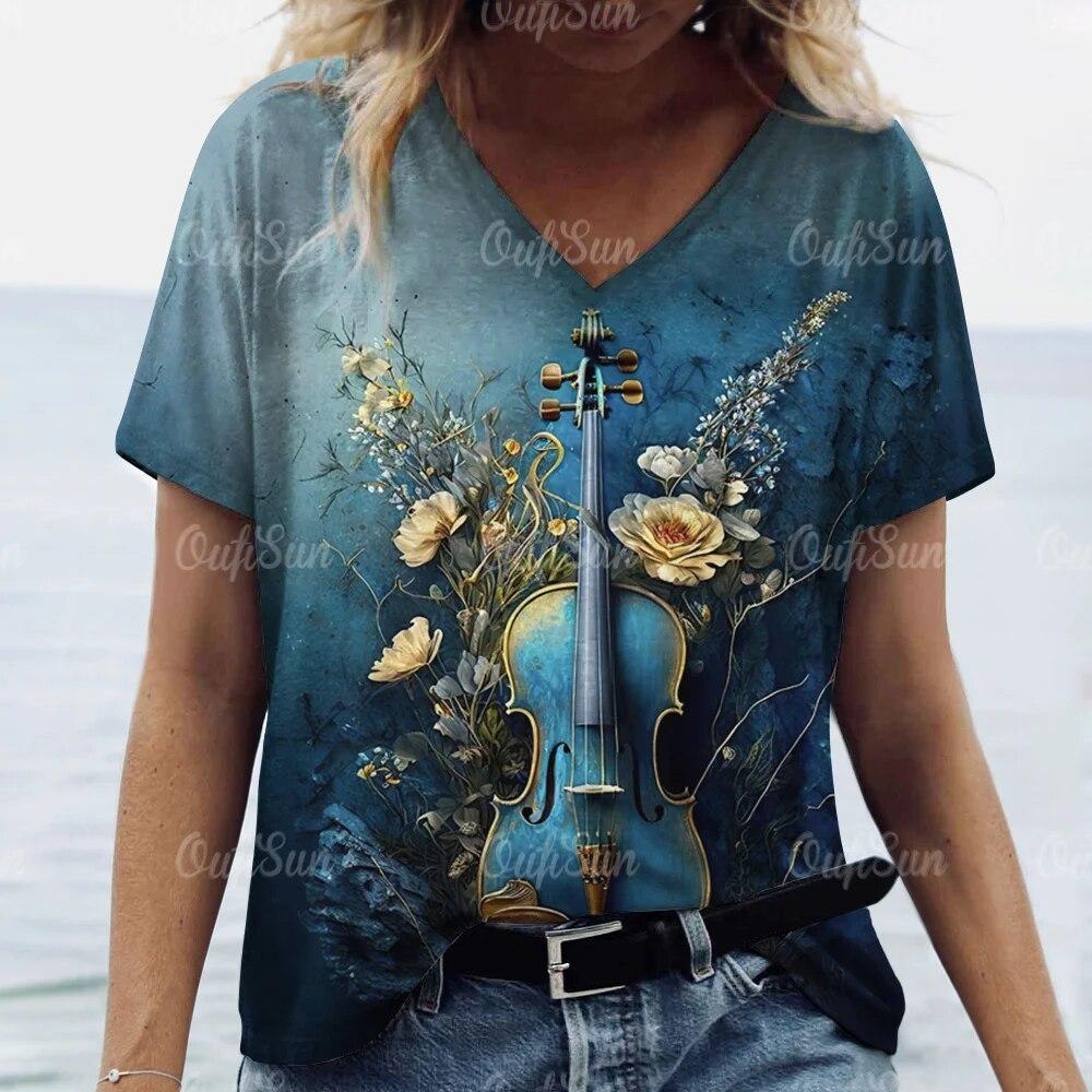 Эстетические женские футболки с v-образным вырезом, модные топы с гитарой и графикой, Harajuku Y2k, цветочные топы, повседневная футболка большого размера, женская одежда 6XL
Эстетические женские футболки с v-образным вырезом, модные топы с гитарой и графикой, Harajuku Y2k, цветочные топы, повседневная футболка большого размера, женская одежда 6XL