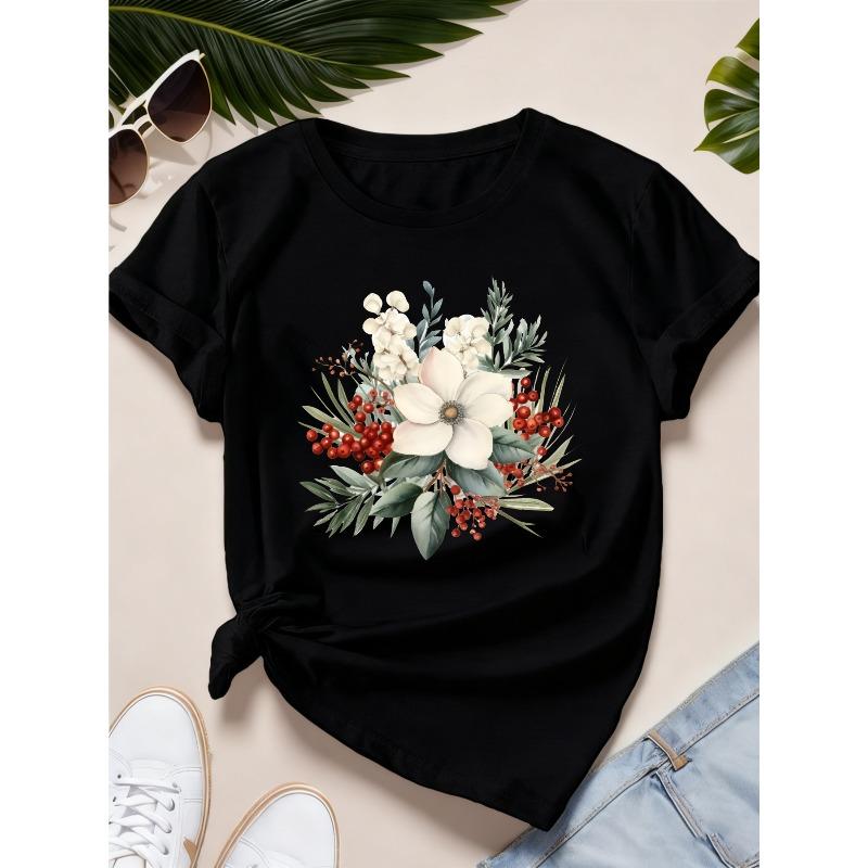 Womens Floral Berries Graphic Print Tee Crew Neck Short Sleeve Gray White Black 3 Colors Daily Casual Commute Outdoor Gathering Home Campus Holiday 4XL
Womens Floral Berries Graphic Print Tee Crew Neck Short Sleeve Gray White Black 3 Colors Daily Casual Commute Outdoor Gathering Home Campus Holiday 4XL