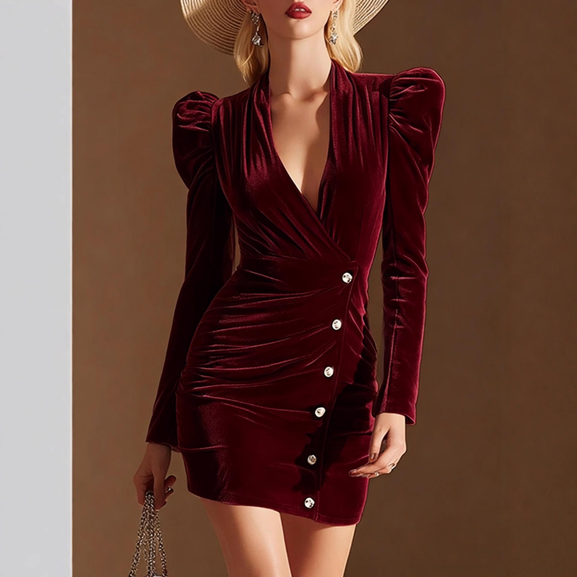 European British Style Slim Fit Square Plush Bodycon Skirt with Button Shoulder and Stand-up Collar for Spring/Autumn 2026. Medium вино красного
European British Style Slim Fit Square Plush Bodycon Skirt with Button Shoulder and Stand-up Collar for Spring/Autumn 2026. Medium вино красного