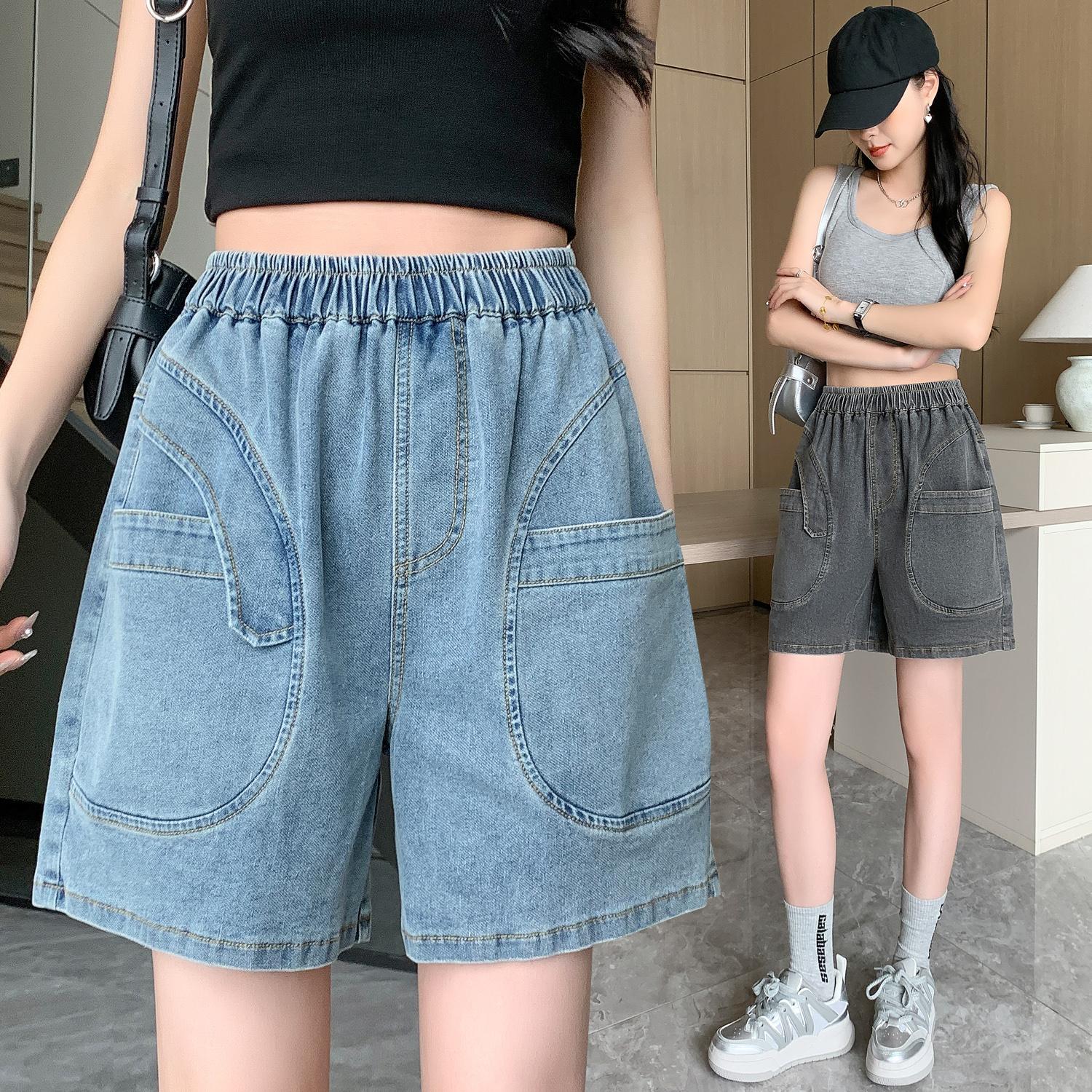 Dimanaf Літні джинси великих розмірів Шорти Джинси Жіночі базові штани Вільні повсякденні жіночі тонкі сині штани Штани 5XL XL чорний 
Dimanaf Літні джинси великих розмірів Шорти Джинси Жіночі базові штани Вільні повсякденні жіночі тонкі сині штани Штани 5XL XL чорний