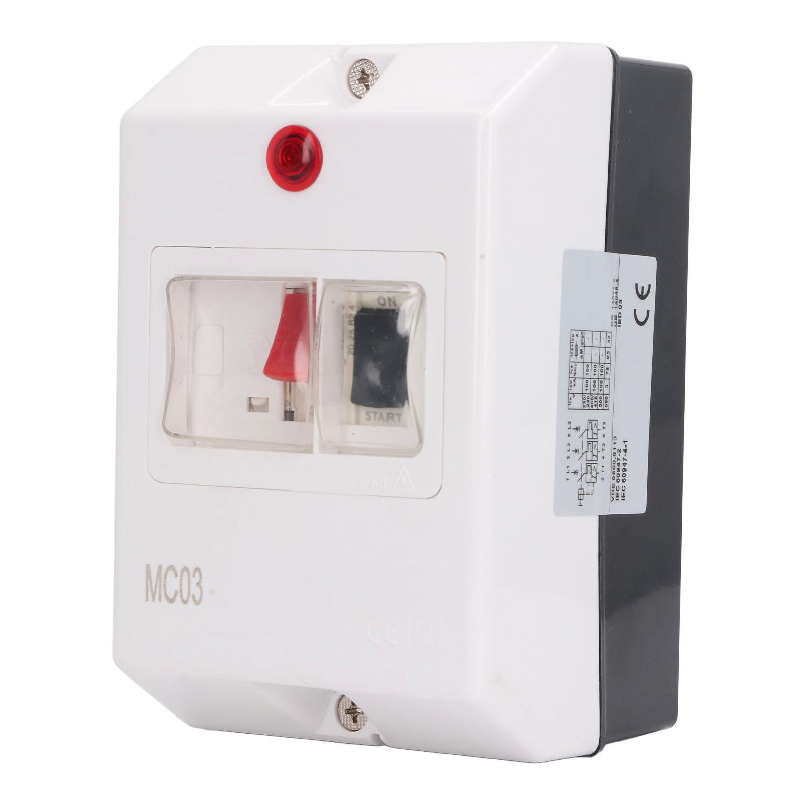 Motor Circuit Breaker Waterproof Electric Motor Protective Circuit Breaker with Signal Lamp 6‑10A 230V 240V 400V 415V
Motor Circuit Breaker Waterproof Electric Motor Protective Circuit Breaker with Signal Lamp 6‑10A 230V 240V 400V 415V