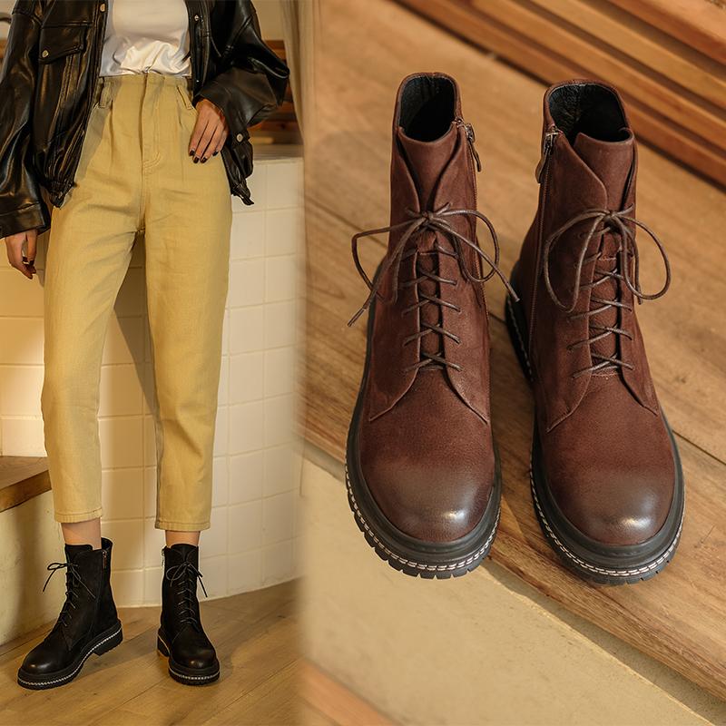 Новые осенне-зимние женские ботинки, женская обувь из нубука, женские ботильоны на толстом каблуке с молнией, Zapatos De Mujer с перекрестной шнуровкой 
Новые осенне-зимние женские ботинки, женская обувь из нубука, женские ботильоны на толстом каблуке с молнией, Zapatos De Mujer с перекрестной шнуровкой