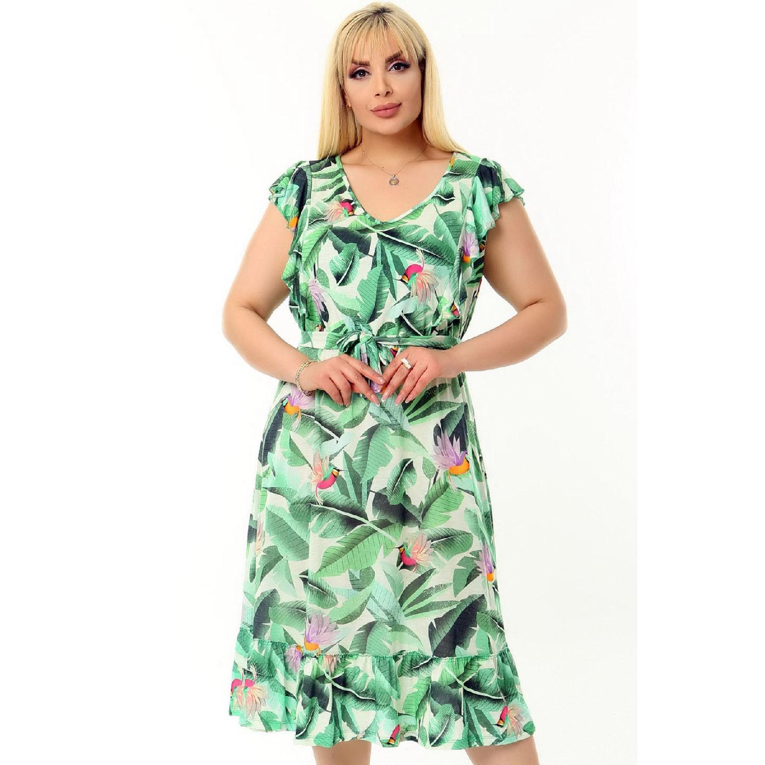 Skirt And Arm Under The Arm Frilled Tropical Flower Patterned V Neck Sleeveless Belt -beledd Midi Size Dress 42-44 зелений
Skirt And Arm Under The Arm Frilled Tropical Flower Patterned V Neck Sleeveless Belt -beledd Midi Size Dress 42-44 зелений