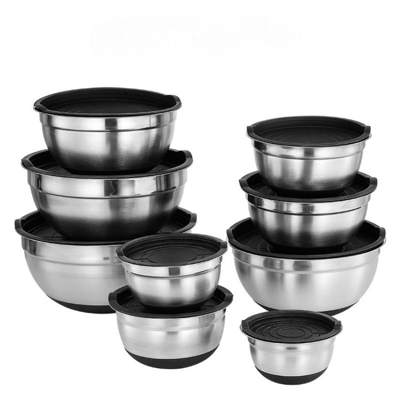 Salad Bowl Mixing Bowls with Lids and Non Slip Bases Stainless Steel Mixing Bowls Set for Baking Nesting Storage Bowls 14cm
Salad Bowl Mixing Bowls with Lids and Non Slip Bases Stainless Steel Mixing Bowls Set for Baking Nesting Storage Bowls 14cm