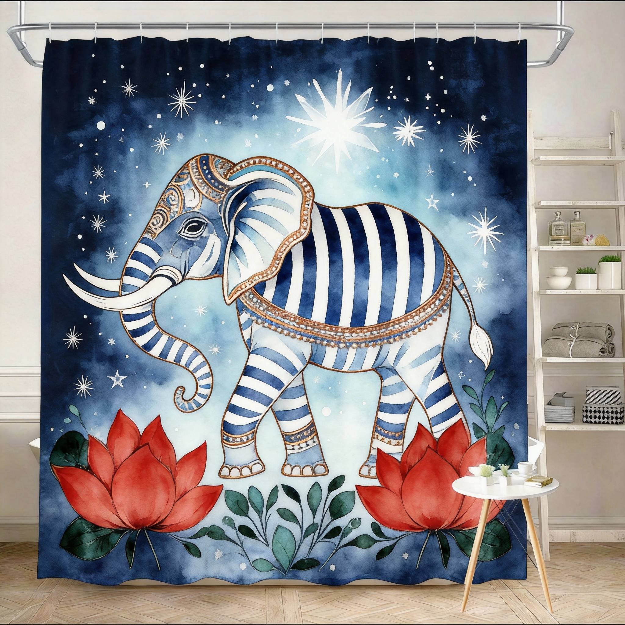 Mandala Shower Curtain 180X180Cm – Elephant & Lotus In Turquoise, Boho Spiritual Bathroom Decor, 12 Hooks W60H190(CM)-1 Pcs
Mandala Shower Curtain 180X180Cm – Elephant & Lotus In Turquoise, Boho Spiritual Bathroom Decor, 12 Hooks W60H190(CM)-1 Pcs