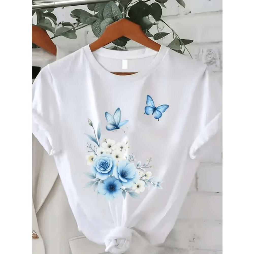Women s White Butterfly T-Shirt Fit Round Neck Top Suitable for Home Outing Base Shirt Christmas Valentine s Day S
Women s White Butterfly T-Shirt Fit Round Neck Top Suitable for Home Outing Base Shirt Christmas Valentine s Day S
