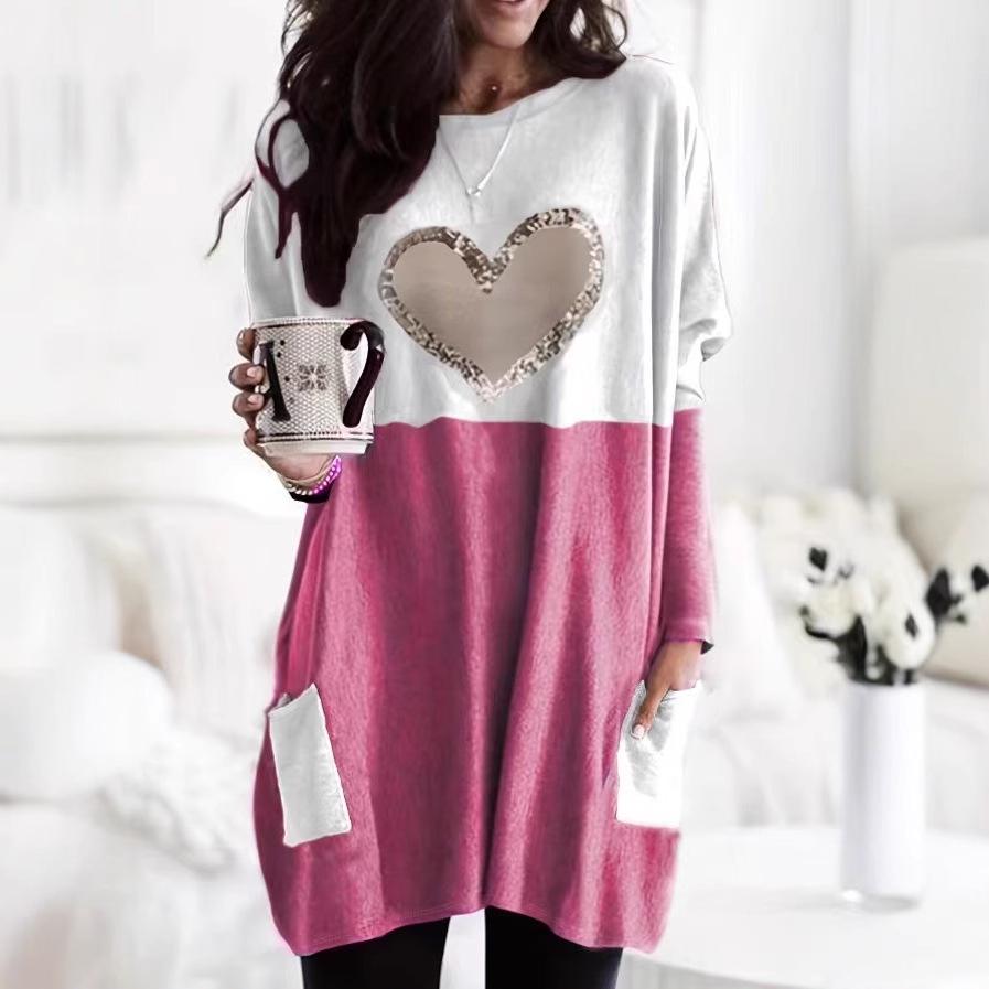 Elegant Heart Print Round Neck Plus Size Women s Dress with Pockets - Lightweight, Comfortable, and Versatile Long Sleeve Design 1XL фуксія
Elegant Heart Print Round Neck Plus Size Women s Dress with Pockets - Lightweight, Comfortable, and Versatile Long Sleeve Design 1XL фуксія