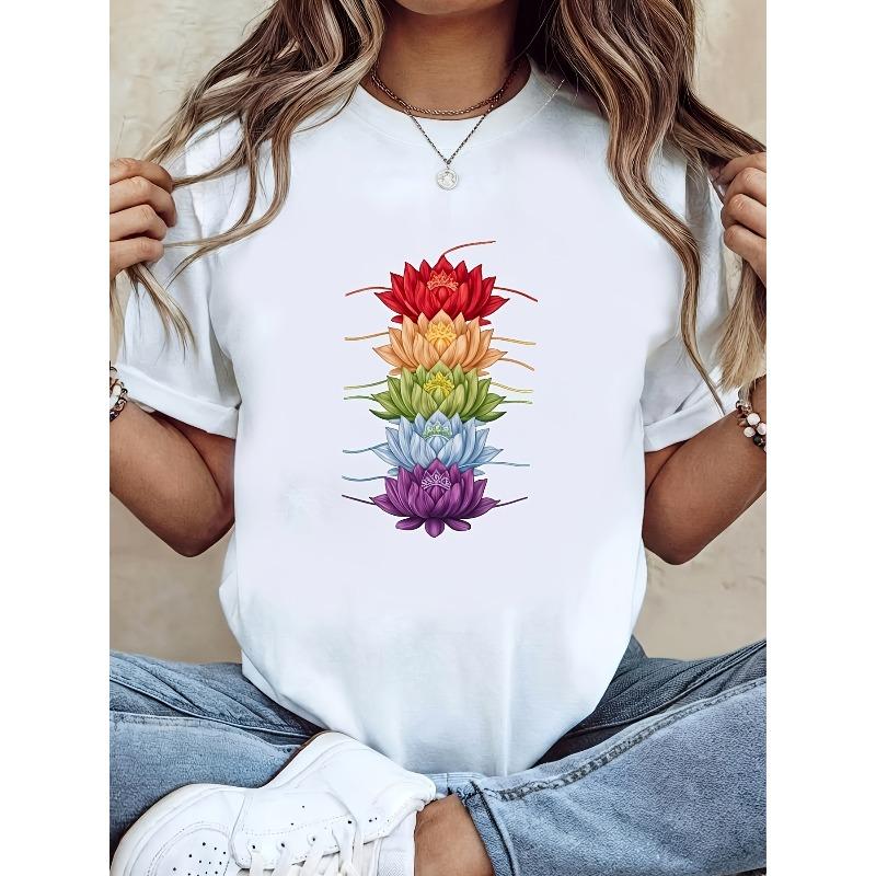 Plus Size, Plus-size T-shirt with Seven Chakra for Lotus Print, White Short-sleeve Round-neck Printed T-shirt - Machine Washable 4XL білий
Plus Size, Plus-size T-shirt with Seven Chakra for Lotus Print, White Short-sleeve Round-neck Printed T-shirt - Machine Washable 4XL білий