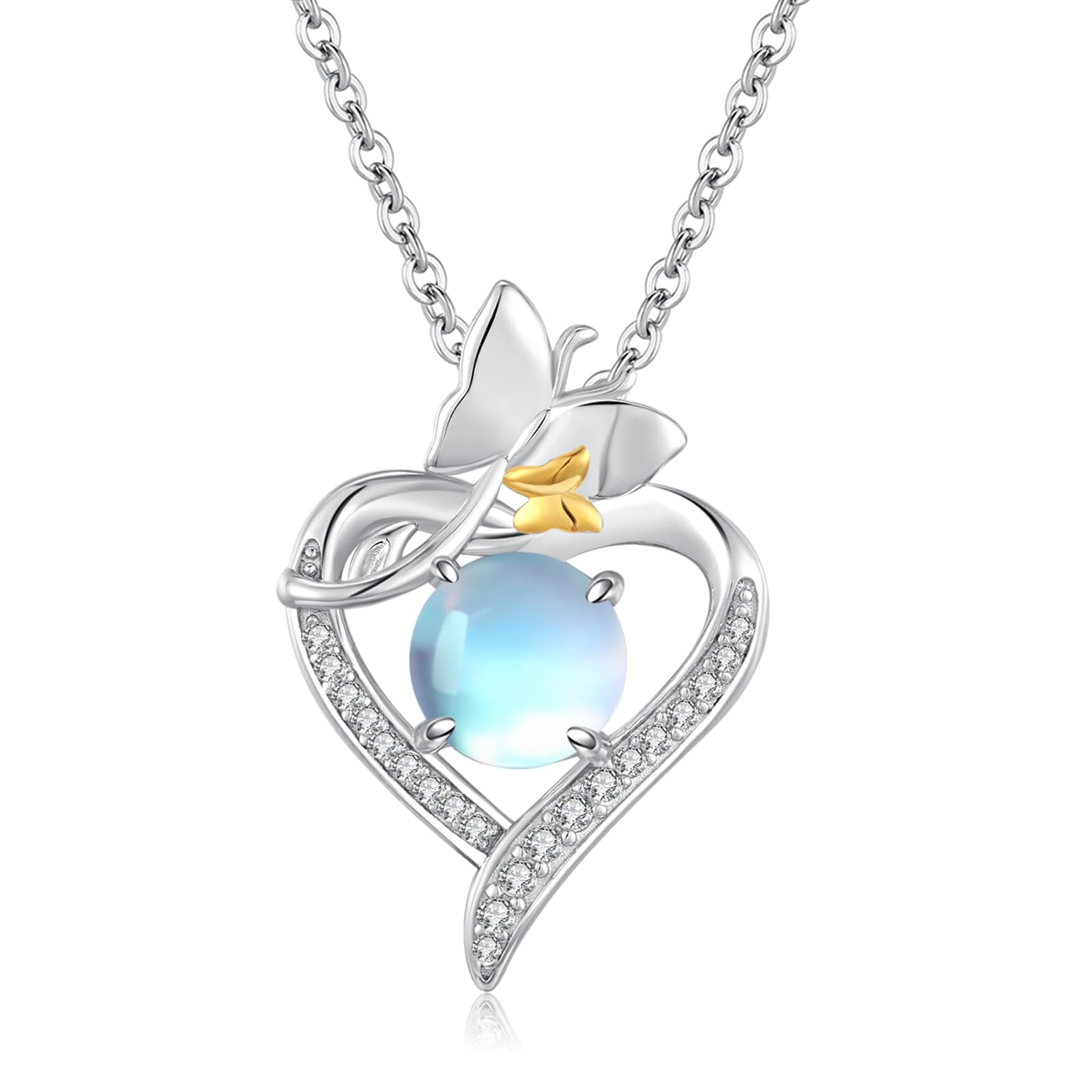 Heart Necklace for Women Moonstone Butterfly Pendant Hypoallergenic Butterfly Silver Necklace with Chain Adjuster Accessory Moonstone Jewelry for 
Heart Necklace for Women Moonstone Butterfly Pendant Hypoallergenic Butterfly Silver Necklace with Chain Adjuster Accessory Moonstone Jewelry for