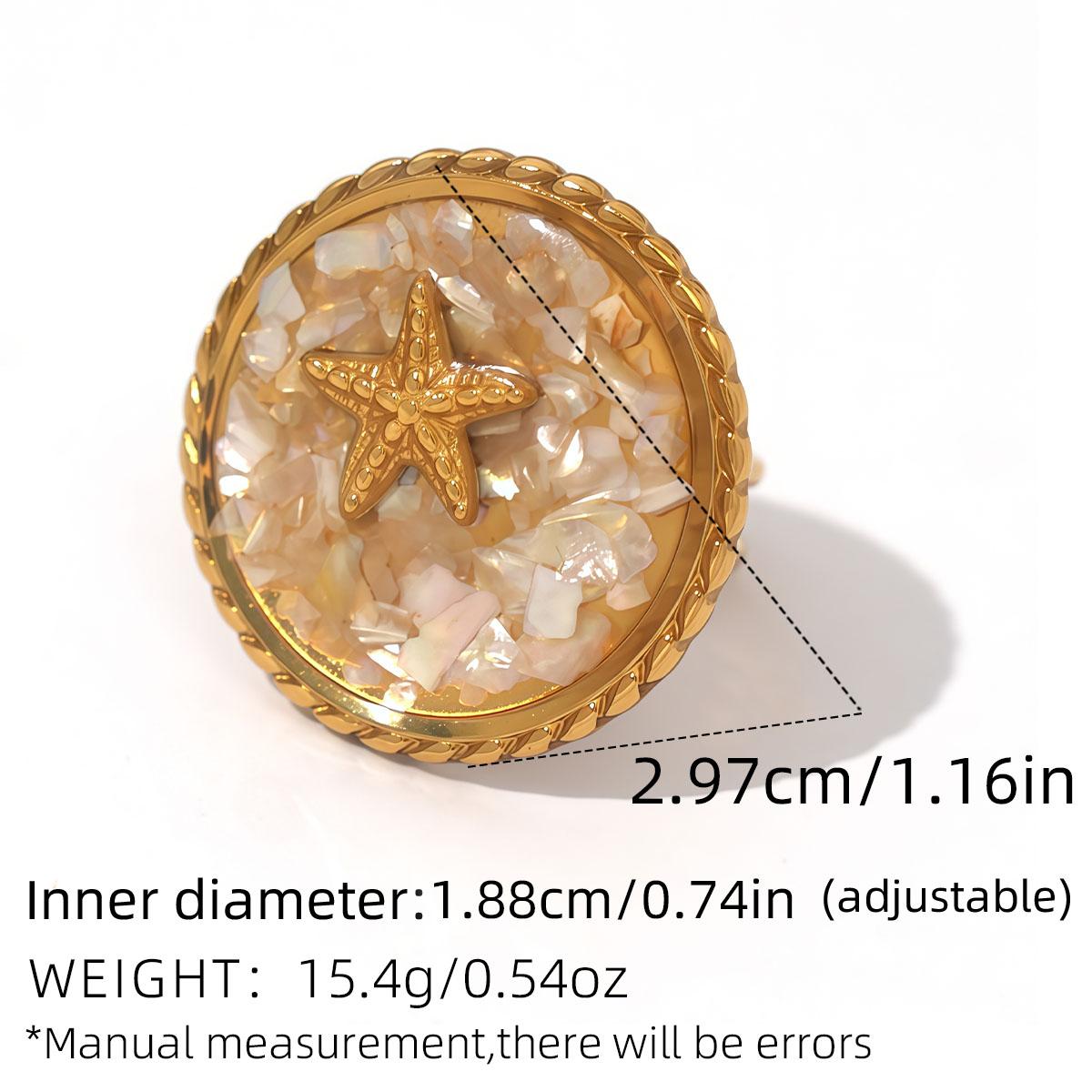 Bohemia Oil Drop Crushed Shell Ring Stainless Steel Summer Ocean Oval Starfish Open Rings for Women Waterproof Zircon 2025 resizable
Bohemia Oil Drop Crushed Shell Ring Stainless Steel Summer Ocean Oval Starfish Open Rings for Women Waterproof Zircon 2025 resizable