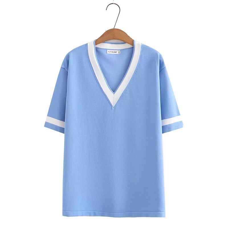 2023 Plus Size Stretchy V-Neck Knit Top for Girls 2XL світло-синій колір
2023 Plus Size Stretchy V-Neck Knit Top for Girls 2XL світло-синій колір