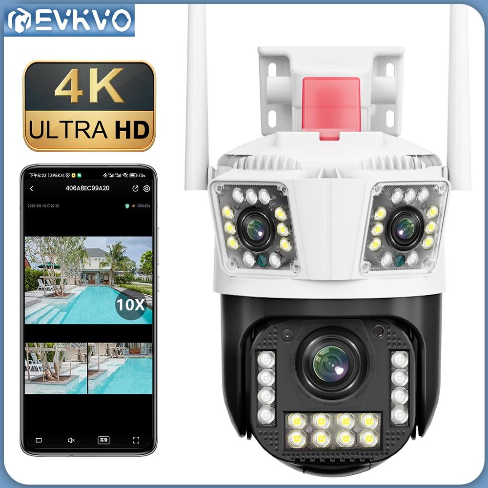 EVKVO 8MP 4K тройной объектив PTZ Wi-Fi IP-камера видеонаблюдения наружная водонепроницаемая 10-кратный зум Обнаружение движения Полноцветное видеонаблюдение ночного видения
EVKVO 8MP 4K тройной объектив PTZ Wi-Fi IP-камера видеонаблюдения наружная водонепроницаемая 10-кратный зум Обнаружение движения Полноцветное видеонаблюдение ночного видения