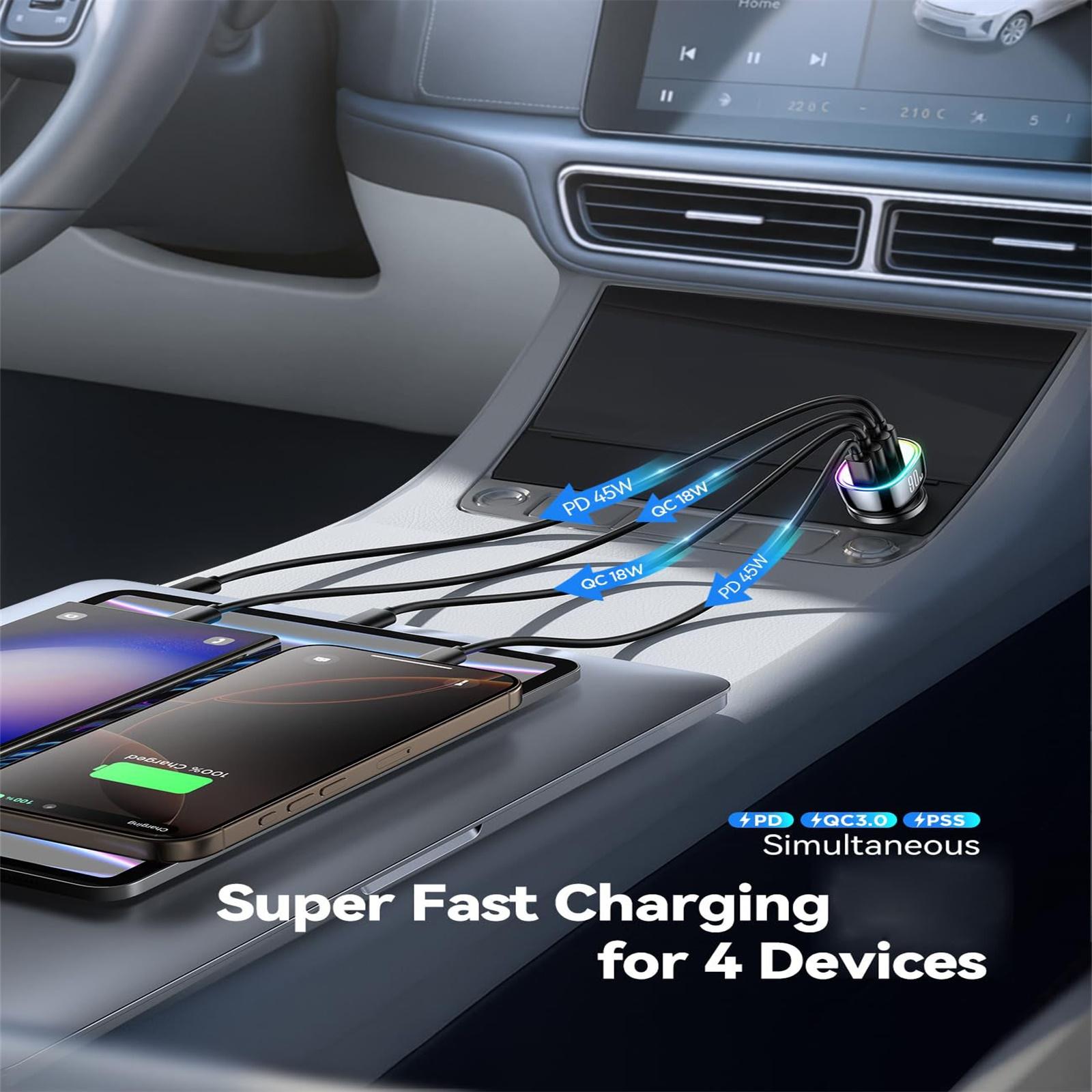 Car Charger USB C, 4 Port Car Charger Adapter For Phone Fast Charging, Road Trip Fast Lighter Adapter One Size
Car Charger USB C, 4 Port Car Charger Adapter For Phone Fast Charging, Road Trip Fast Lighter Adapter One Size