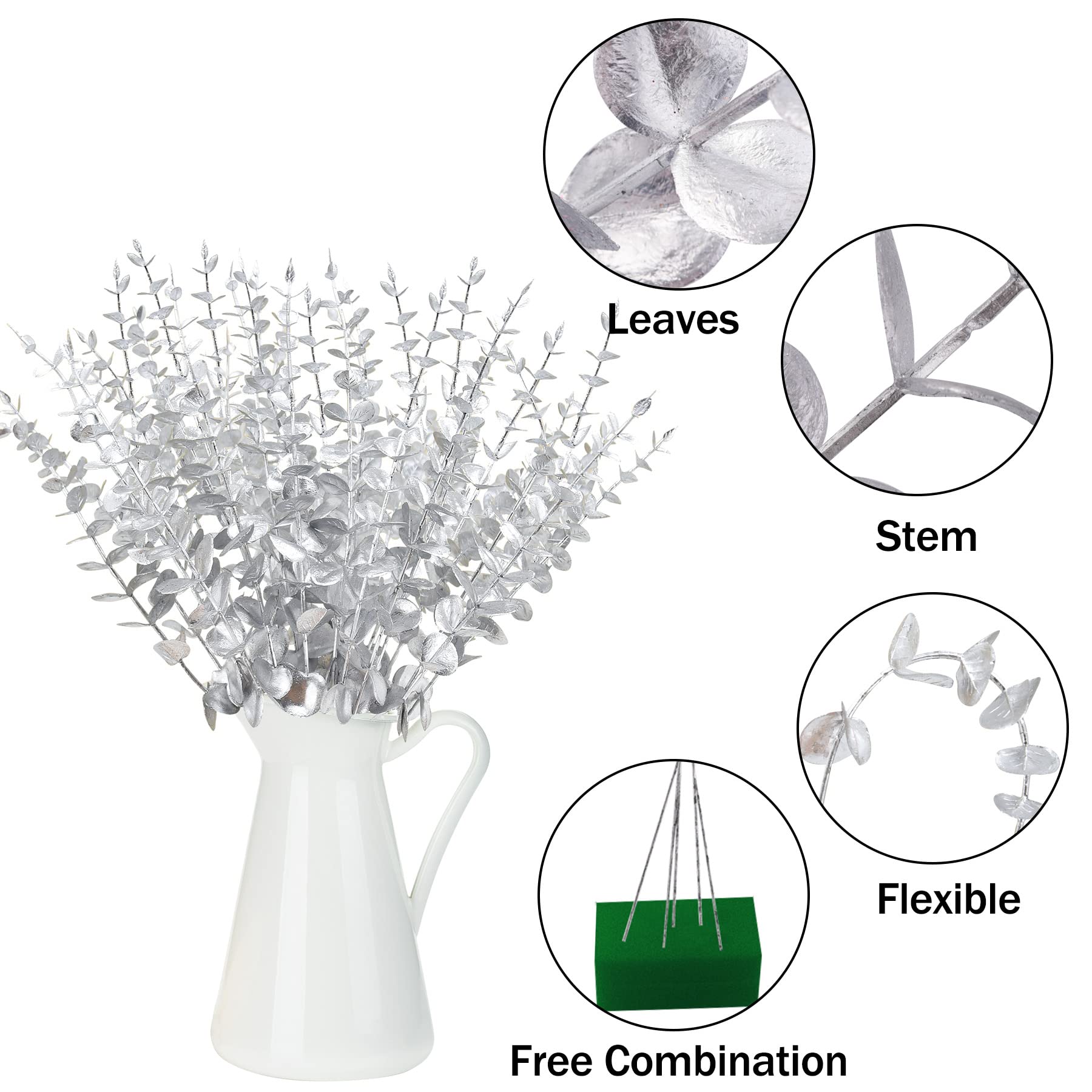 10Pcs Artificial Eucalyptus Stems Plastic Faux Plant Home Office Wedding Party Decor Silver
10Pcs Artificial Eucalyptus Stems Plastic Faux Plant Home Office Wedding Party Decor Silver