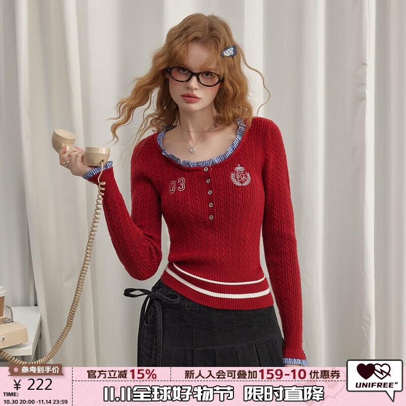 UNIFREE Women s Faux Two-Piece Ruffle Edge Contrast Cable Knit Top M
UNIFREE Women s Faux Two-Piece Ruffle Edge Contrast Cable Knit Top M