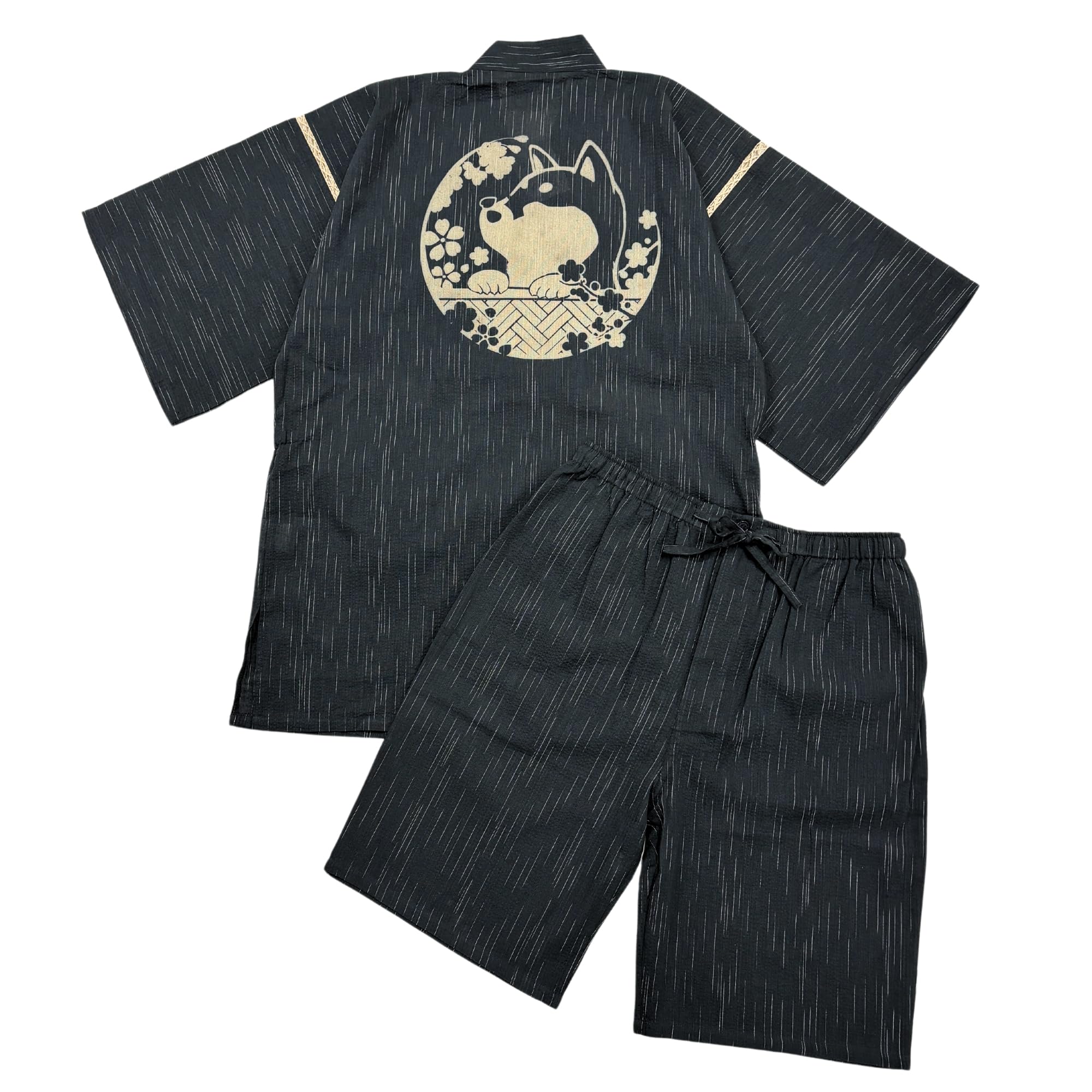 Edoten Shijira-woven Jinbei, Cool Summer Wear, 100% Cotton, Discharge-dyed Original Japanese Pattern, Shiba Inu Hinoki Fence, Black, Size L
Edoten Shijira-woven Jinbei, Cool Summer Wear, 100% Cotton, Discharge-dyed Original Japanese Pattern, Shiba Inu Hinoki Fence, Black, Size L