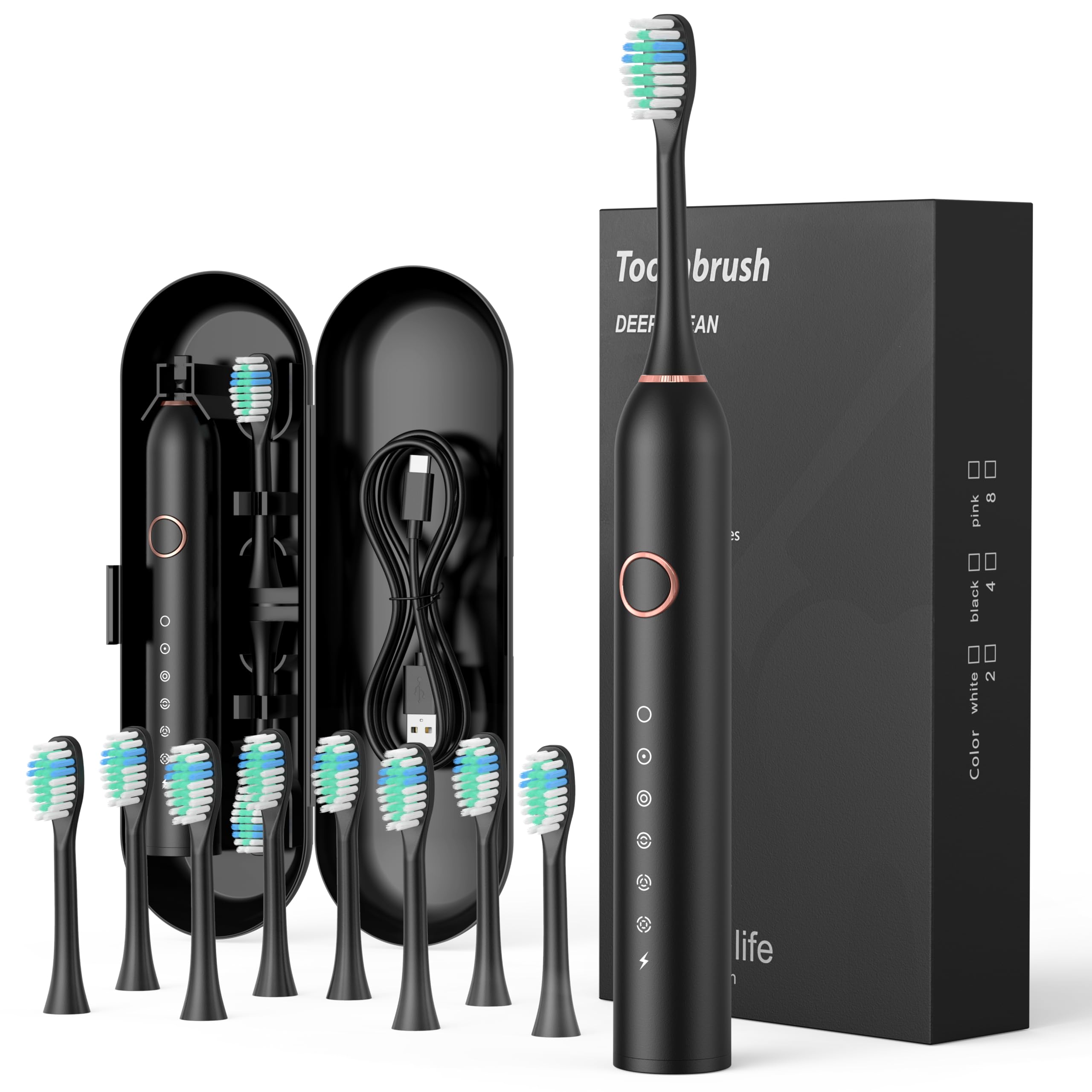 Electric IPX7 6 8 Replacement Brush Heads Storage Auto T2 Toothbrush, Sonic, Waterproof, Modes, Included, Rechargeable, Case, 2-Minute Timer,
Electric IPX7 6 8 Replacement Brush Heads Storage Auto T2 Toothbrush, Sonic, Waterproof, Modes, Included, Rechargeable, Case, 2-Minute Timer,